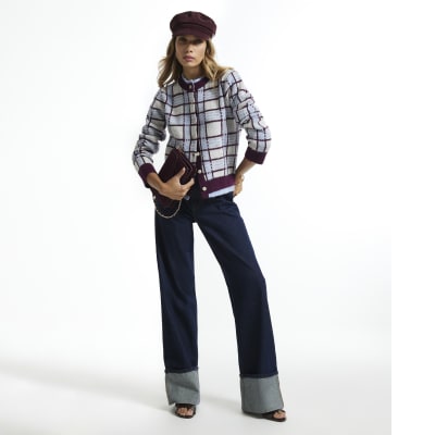Long Sleeve Check Cardigan