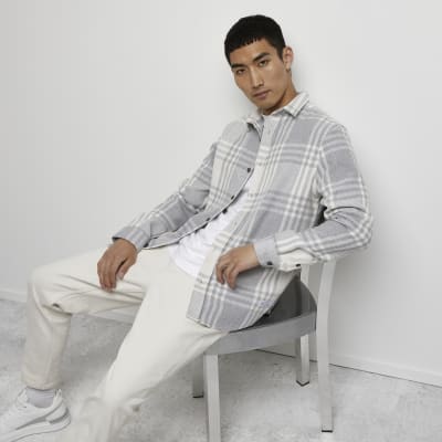 Grey long sleeve check Shirt