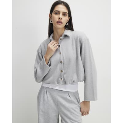 Grey Long Sleeve Cosy Bubble Hem Cardigan