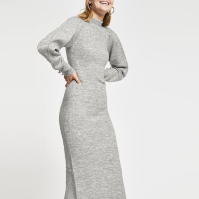 long sleeve grey gown