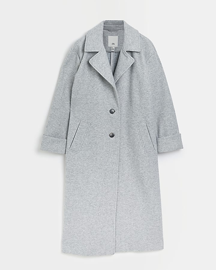 Grey long sleeve longline coat