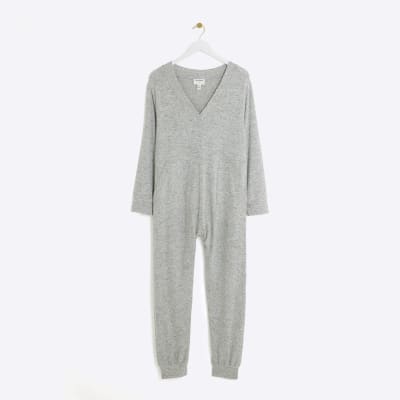 Grey long sleeve onesie River Island