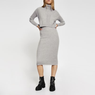 grey roll neck dress