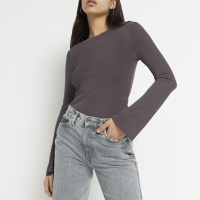 Grey long sleeve top River Island