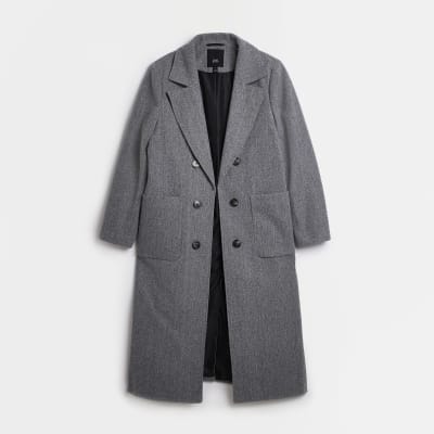 Grey longline coat River Island