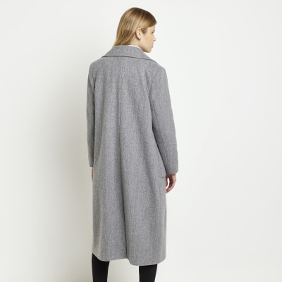 Grey longline coat River Island
