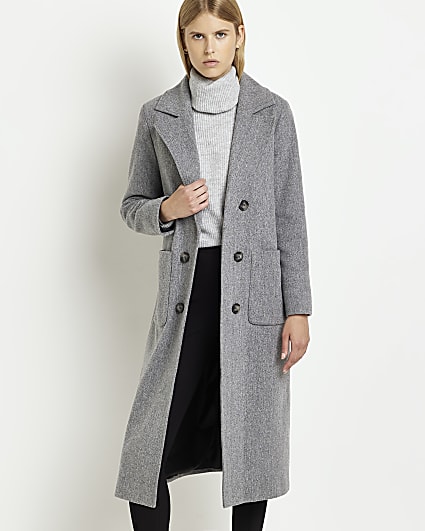 WOMEN FASHION Coats Print discount 83% Gray L Zara Long coat 