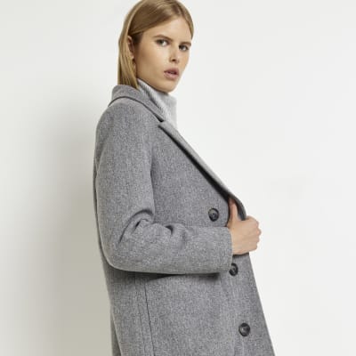 Grey longline coat | River Island