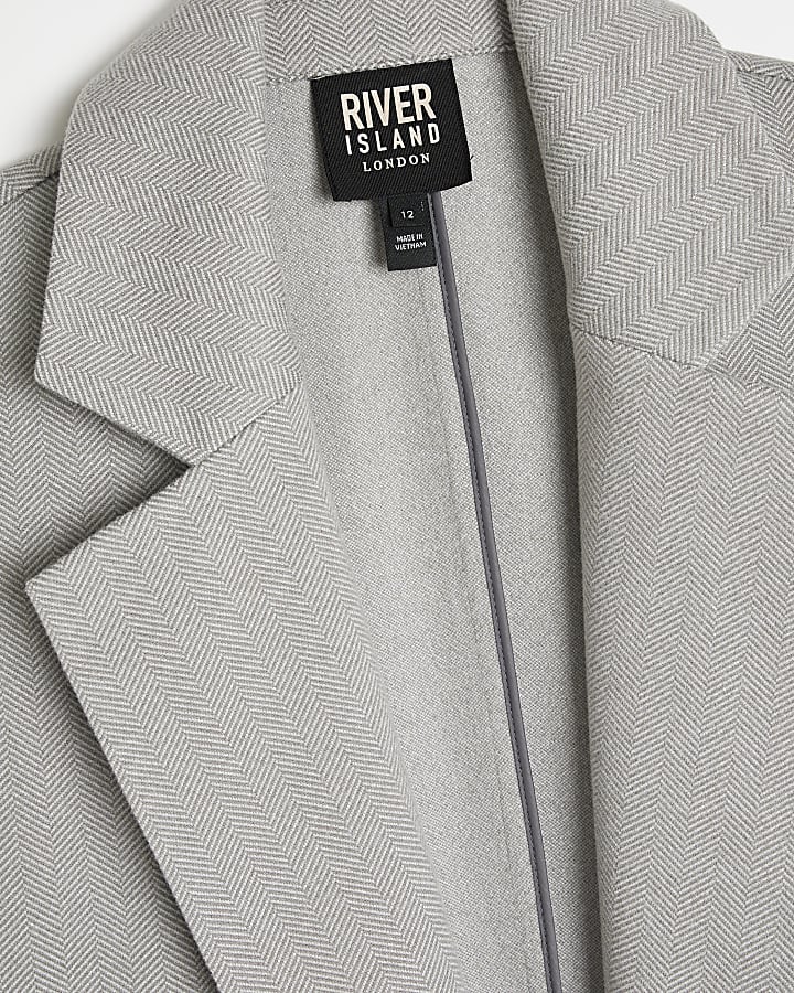 Grey longline duster coat