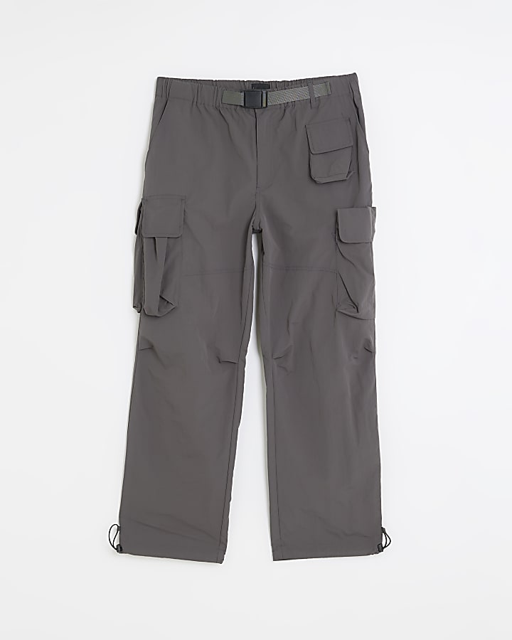 Grey loose fit utility cargo trousers