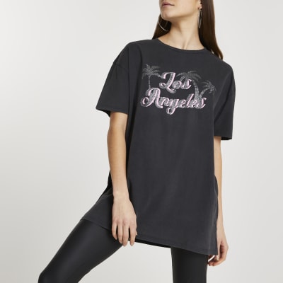 Grey Los Angeles washed boyfriend t-shirt