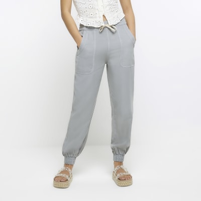 Womens grey cuffed online joggers