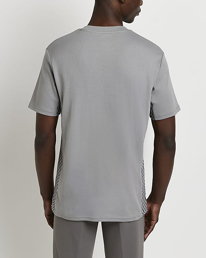Grey Maison Riviera slim fit check t-shirt