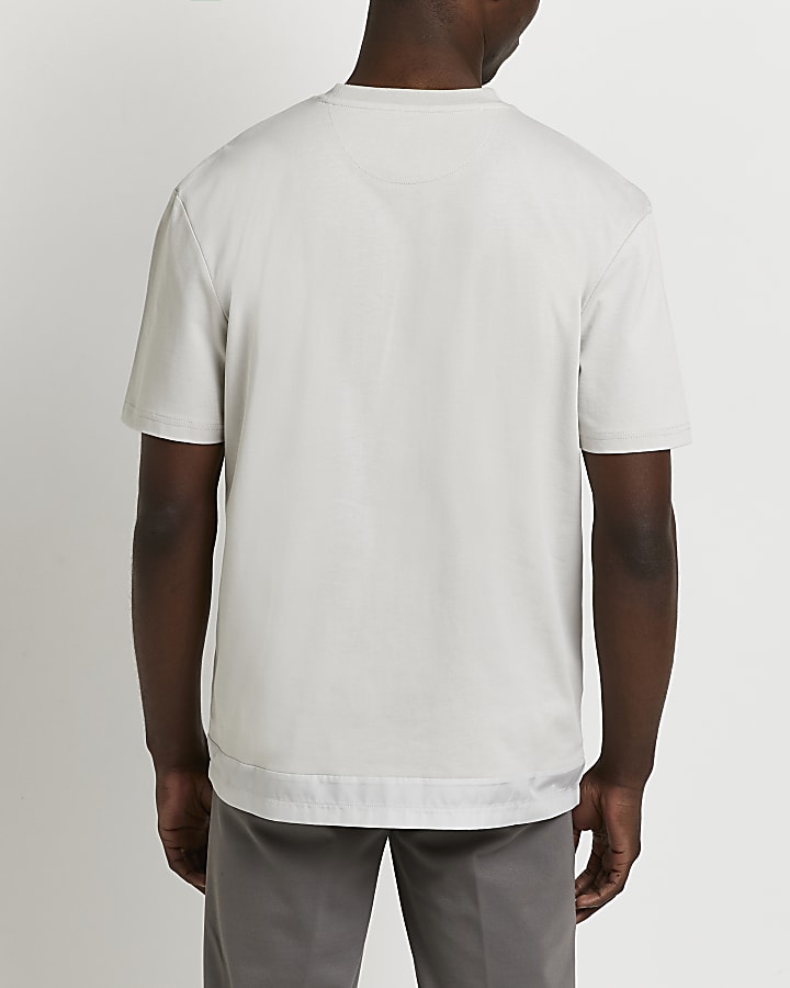 Grey Maison Riviera slim fit paneled t-shirt