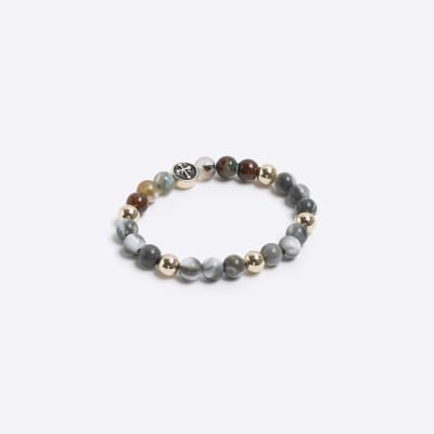 Grey marble beaded bracelet River Island