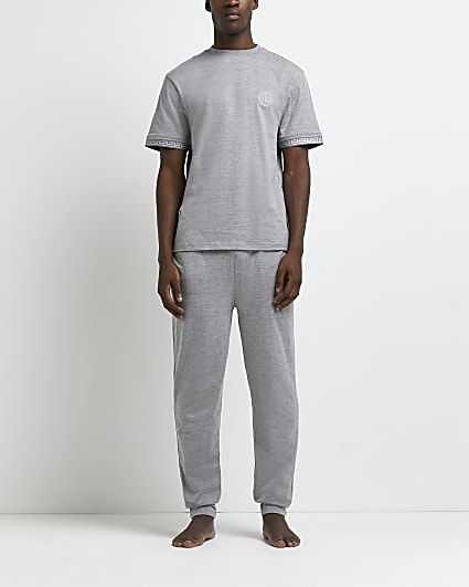 Grey marl Greek t-shirt and jogger pyjama set