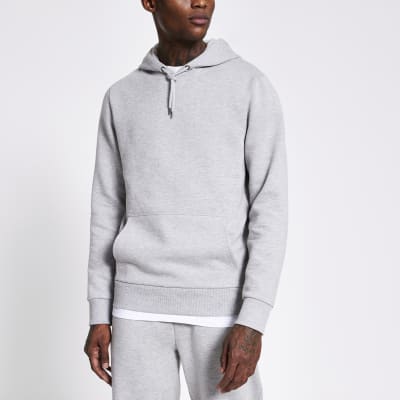 Grey marl long sleeve hoodie | River Island