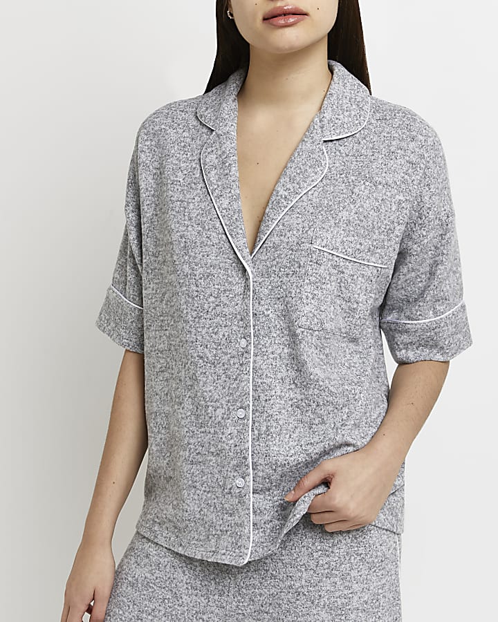 Grey marl pyjama shirt