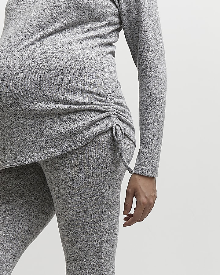 Grey maternity nursing bra & pyjama robe set