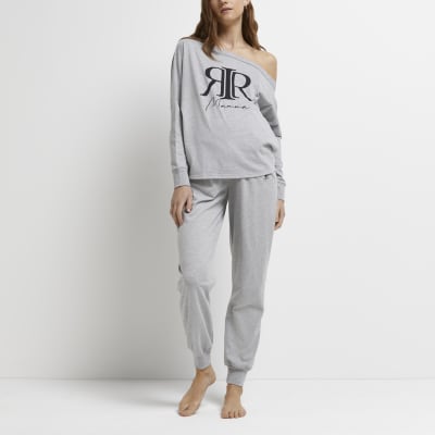 Grey maternity off the shoulder top