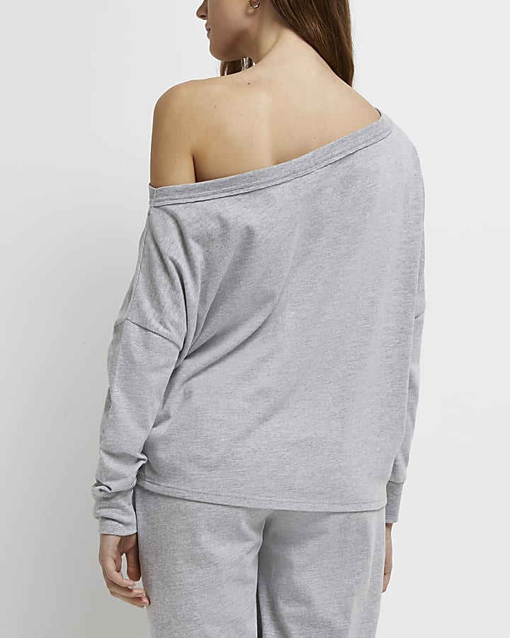 Grey maternity off the shoulder top