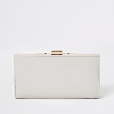 Grey metallic cutabout cliptop purse