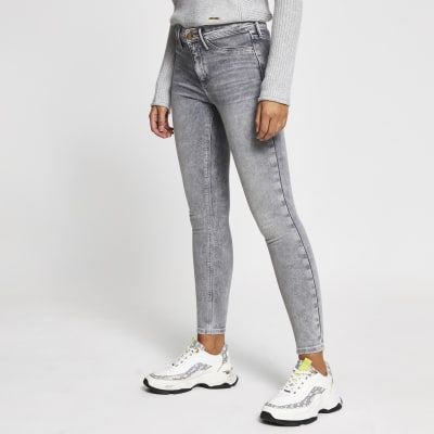 Grey Molly Mid Rise Skinny Jean | River 