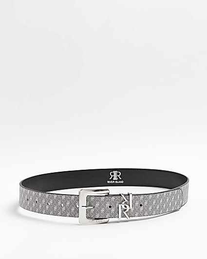 Grey monogram belt
