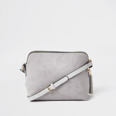 Grey monogram cross body handbag