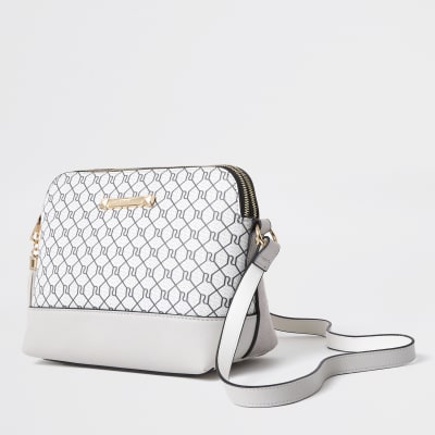 Grey monogram cross body handbag