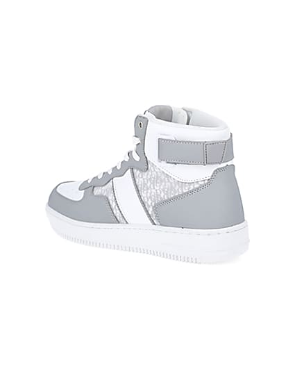 360 degree animation of product Grey monogram high top trainers frame-6