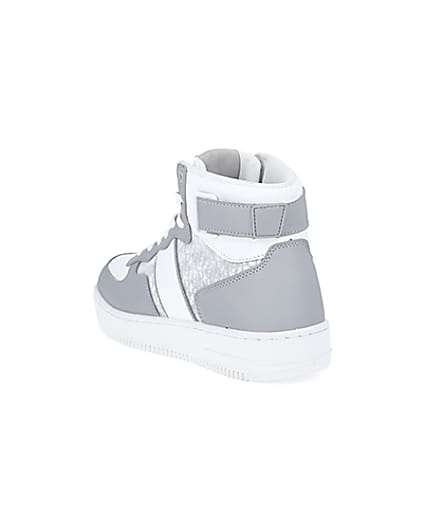 360 degree animation of product Grey monogram high top trainers frame-7