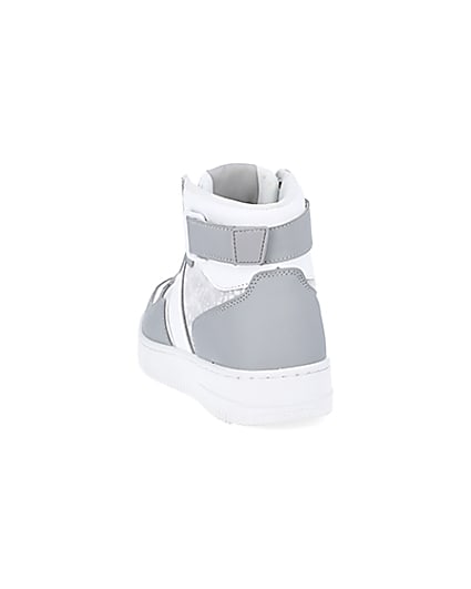 360 degree animation of product Grey monogram high top trainers frame-8
