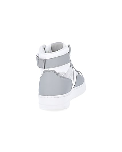 360 degree animation of product Grey monogram high top trainers frame-10