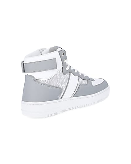 360 degree animation of product Grey monogram high top trainers frame-12