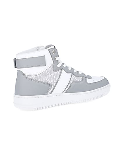 360 degree animation of product Grey monogram high top trainers frame-13