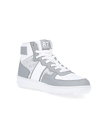 360 degree animation of product Grey monogram high top trainers frame-18