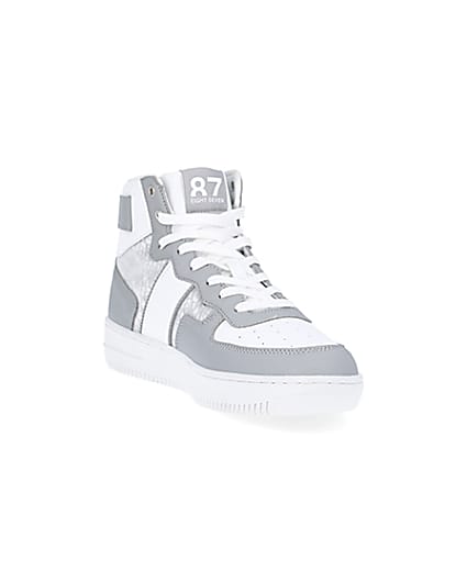 360 degree animation of product Grey monogram high top trainers frame-19