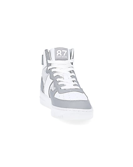360 degree animation of product Grey monogram high top trainers frame-20