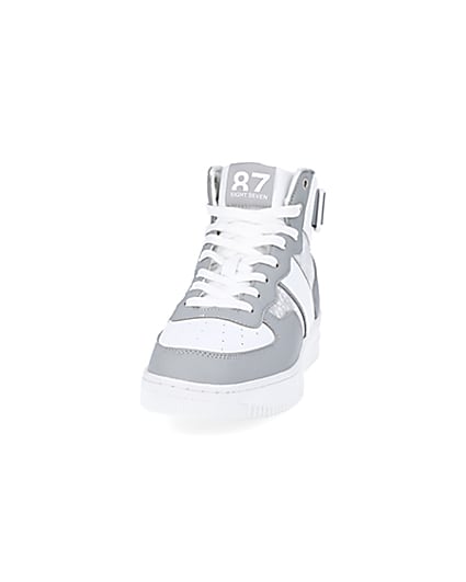 360 degree animation of product Grey monogram high top trainers frame-22