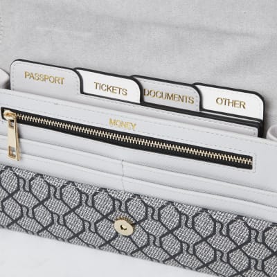 Grey Monogram Travel Wallet