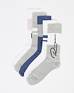 Grey multipack of 5 River colour block socks
