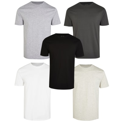 Grey multipack of 5 slim t-shirts