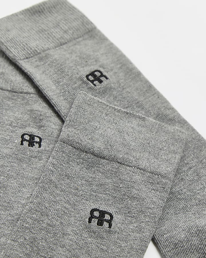 Grey multipack Ri embroidered socks