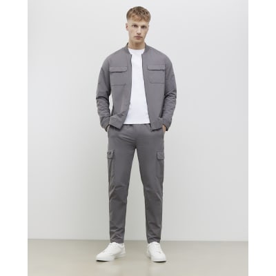 Grey Muscle Fit Bomber Jacket