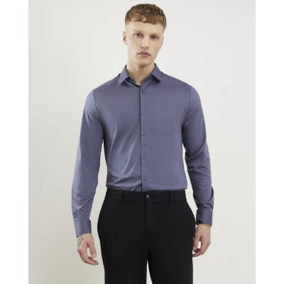 Grey Muscle Fit Comfort Stretch Shirt