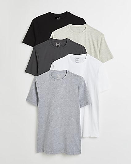 Grey muscle fit t-shirt 5 Pack