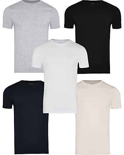 Grey muscle fit t-shirts 5 pack