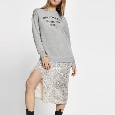 grey sequin sweater