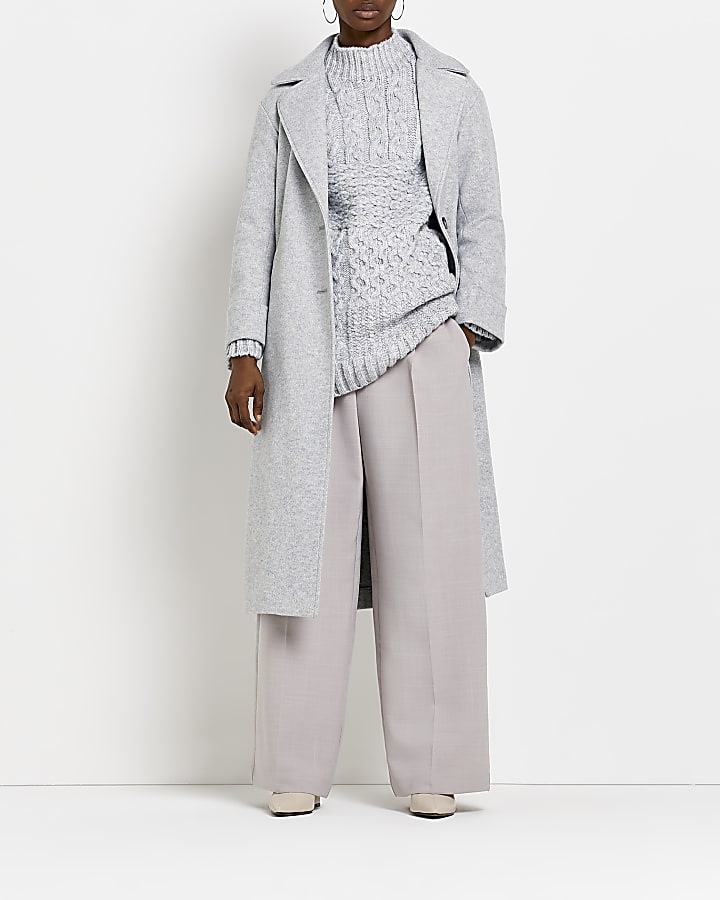 Grey oversized cable jumper